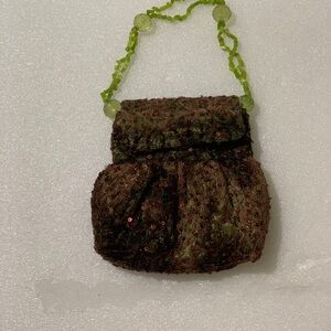 Burgundy and Light Green clutch bag 👛